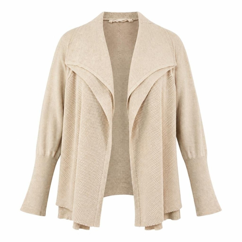 Soft Surroundings Kendle Cardigan Womens XL Beige Open Wool Blend Boho Sweater